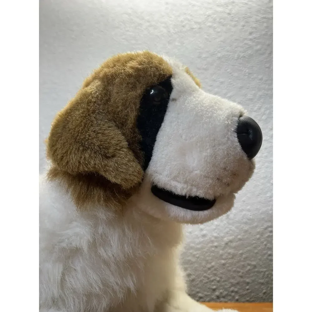 Vintage 26” St Bernard Plush Dog Large Stuffed Animal Made in Hong Kong